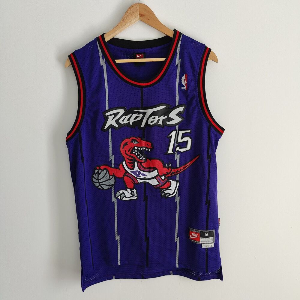 Vintage Nike Vince Carter Toronto Raptors Dino Jersey Purple NBA Medium 48 y2k